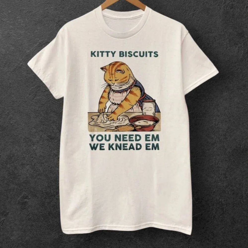 Comfort Colors tan short sleeve Kitty Biscuits We Knead Em, You Need Em SZ XL - Picture 1 of 9